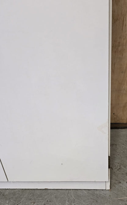 2 Door White Wood Wardrobe with Top Open Section - 110925-01