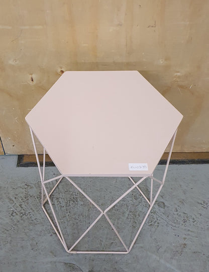 Pastel Pink Metal Hexagon Top Small Coffee Table - EL103135