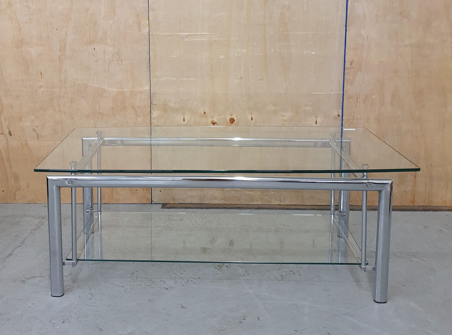 2 Tier Large Glass Top Chrome Frame Coffee Table - 103068