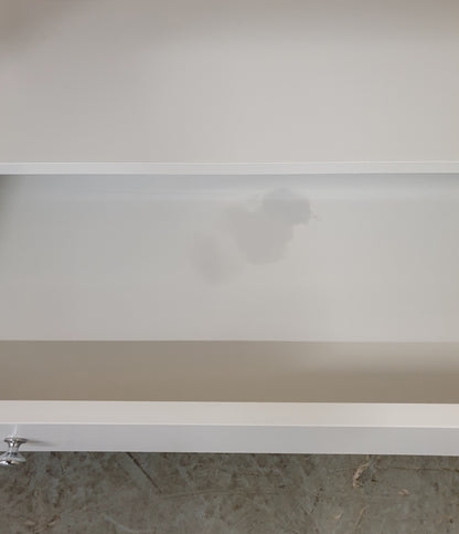 Small White Wood 2 tier Cabinet with 1 Drawer and Criss-Cross Back - 130825-07