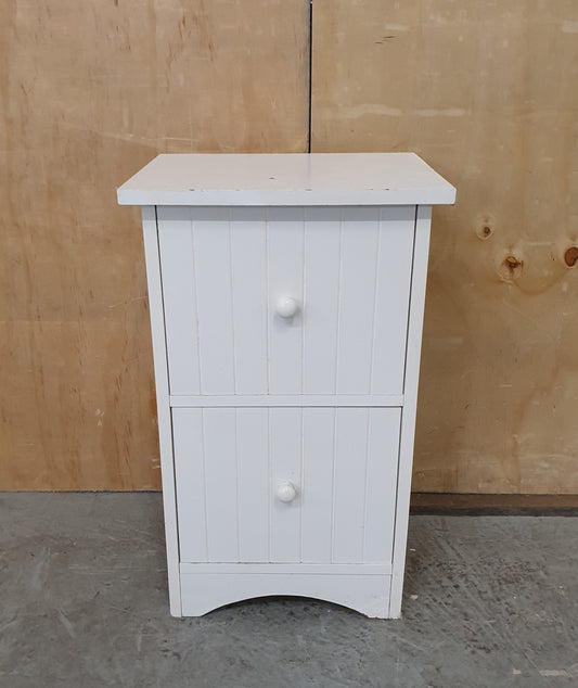 Small White Wood 2 Drawer Cabinet - EL104637