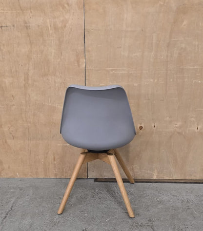 Single Grey Chair with Cushioned Seat and Wooden Legs - 104762