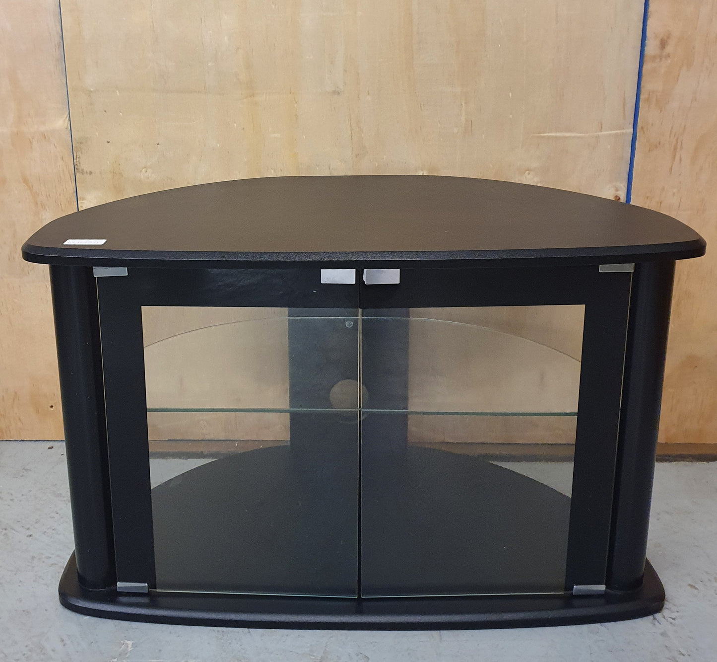 Curved Black Glass Door Cabinet - EL101511