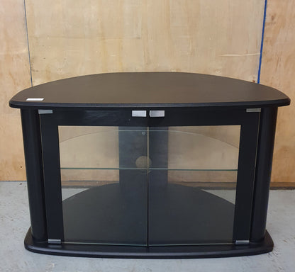 Curved Black Glass Door Cabinet - EL101511