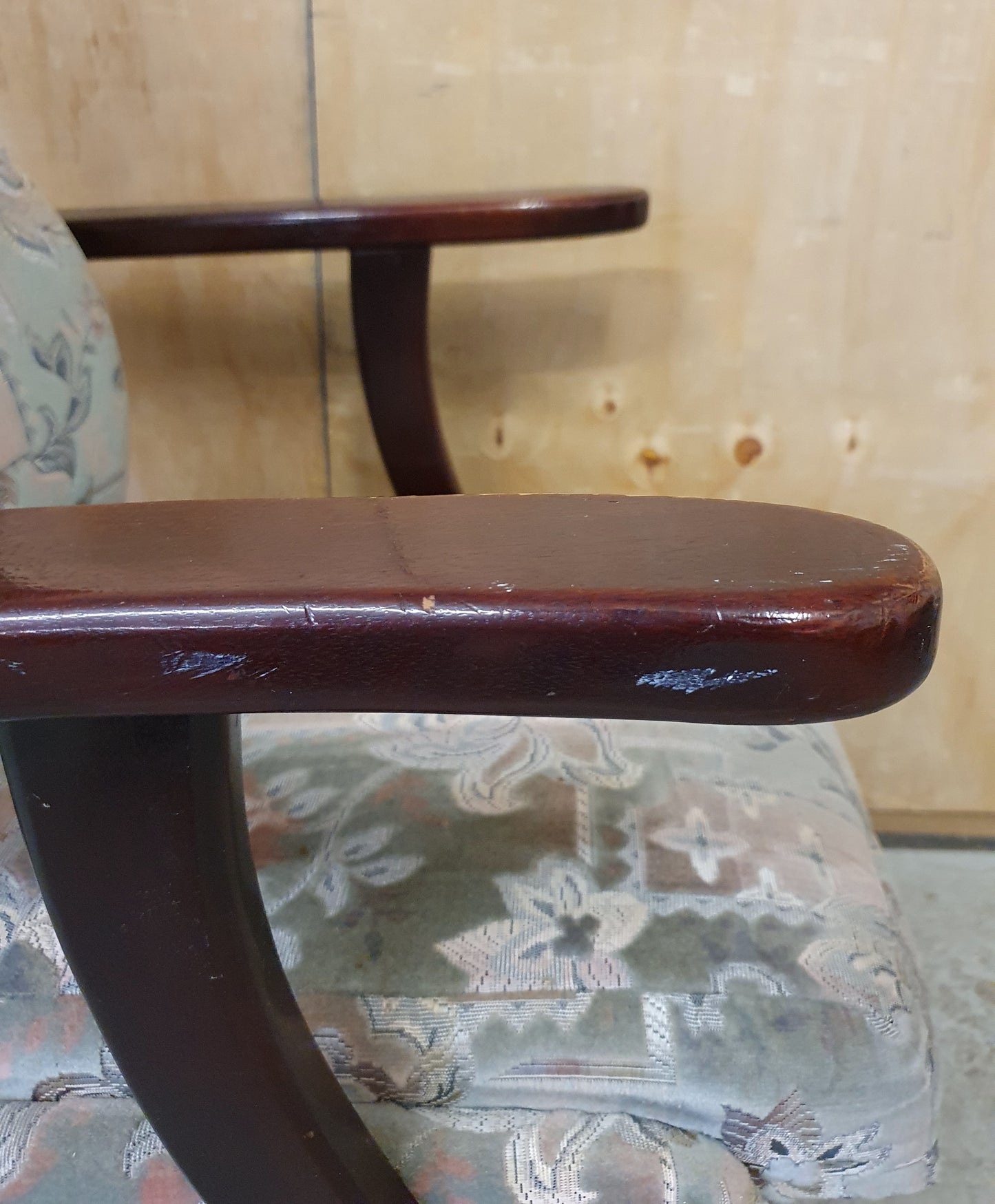 Vintage Highback Velvet Armchair with Cabriole Front Feet - EL104248