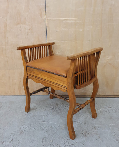 Vintage Piano Stool with Open Seat for Storage - EL104088