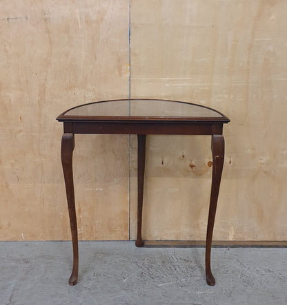 Mahogany Half Moon Glass Top Table with Cabriole Legs - 104900