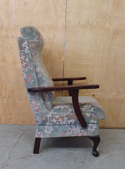 Vintage Highback Velvet Armchair with Cabriole Front Feet - EL104248