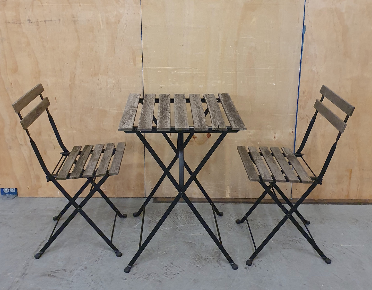 2 Foldable Wood Slatted Garden Chairs and Matching Table - 290126-01