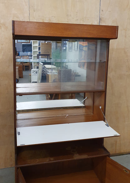 Vintage Sliding Glass Door Display Cabinet with Pull Out Middle Door and Bottom Cupboard - EL104538