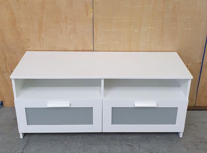 IKEA BRIMNES White TV Stand with 2 Deep Frosted Drawers - EL104907