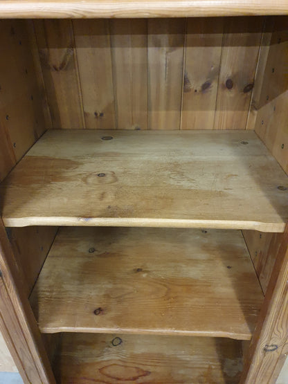 Tall Pine Display Cabinet with 3 Shelves and 1 Bottom Door - 104808