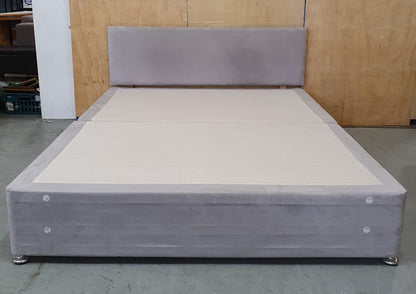 Grey Soft Suede Double Divan Bed Base with Matching Headboard - 103938 / 103945