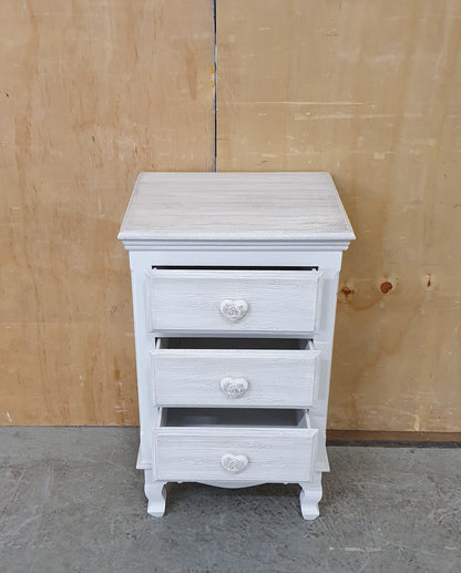 Grey 3 Drawer Bedside Cabinet with Heart Shaped Handles - 104617