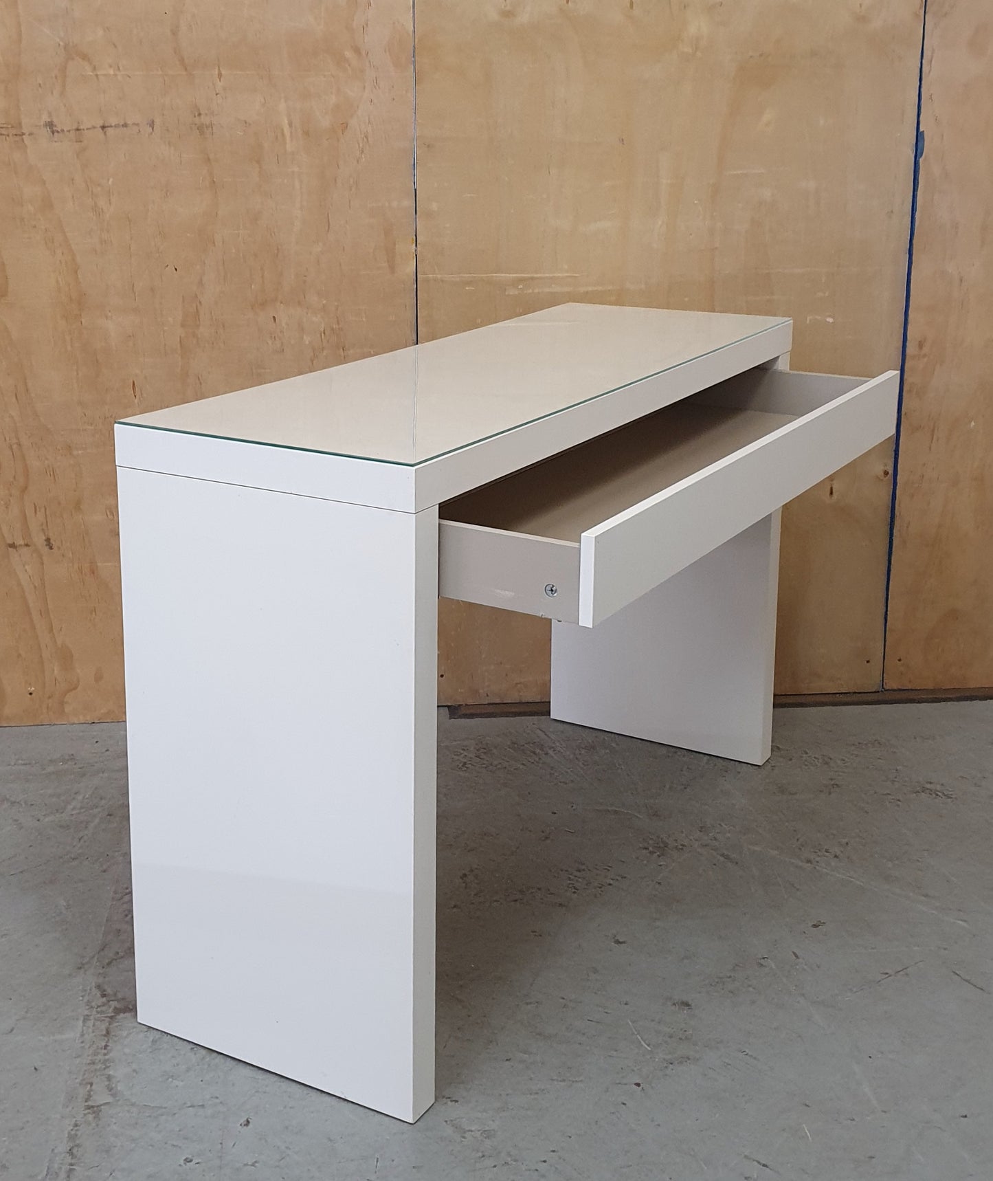IKEA MALM White Wood Large Dressing Table with 1 Drawer and Removable Glass Top Surface - 104039