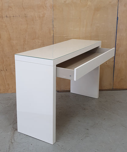 IKEA MALM White Wood Large Dressing Table with 1 Drawer and Removable Glass Top Surface - 104039