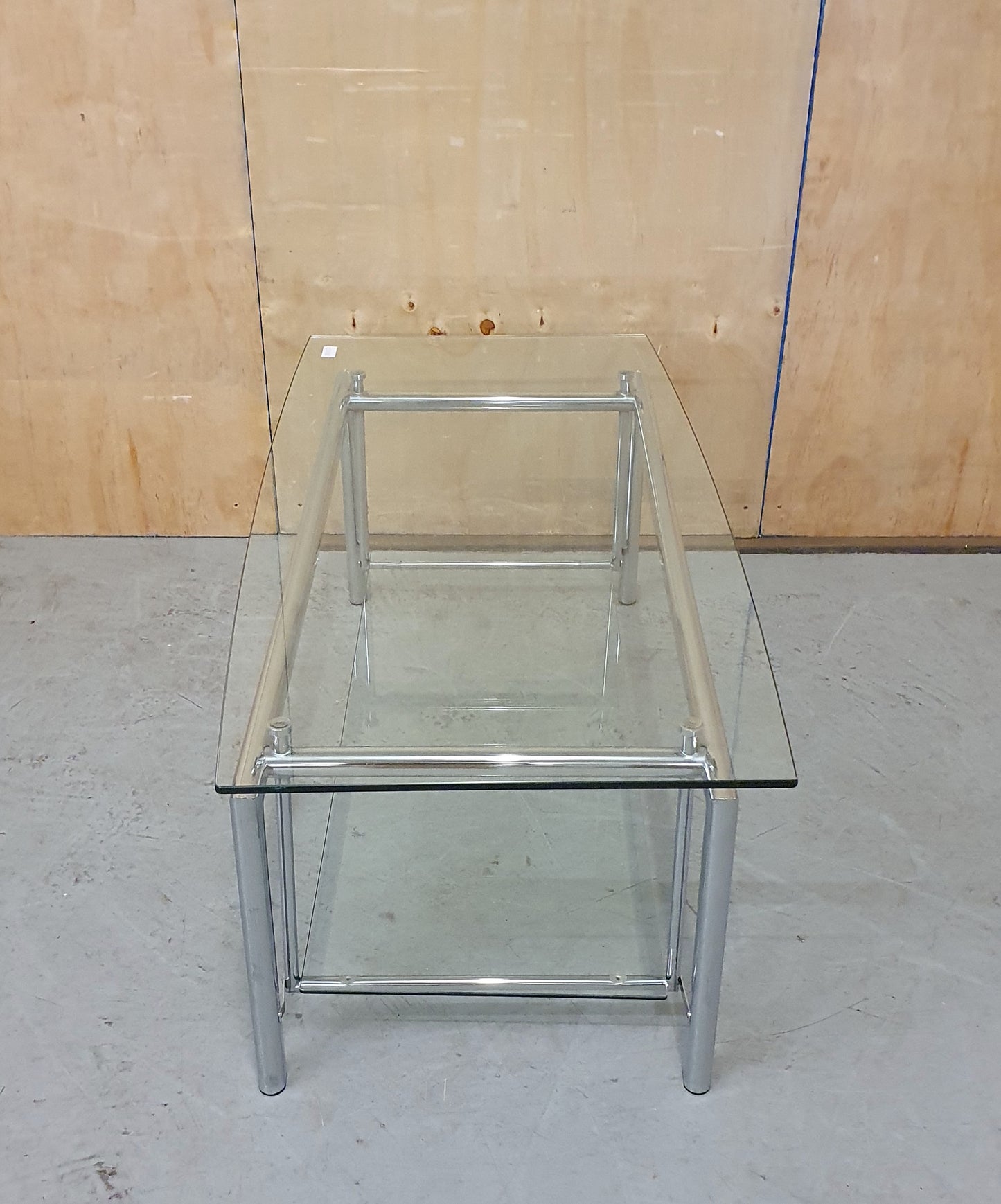 2 Tier Large Glass Top Chrome Frame Coffee Table - 103068