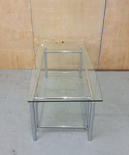 2 Tier Large Glass Top Chrome Frame Coffee Table - 103068