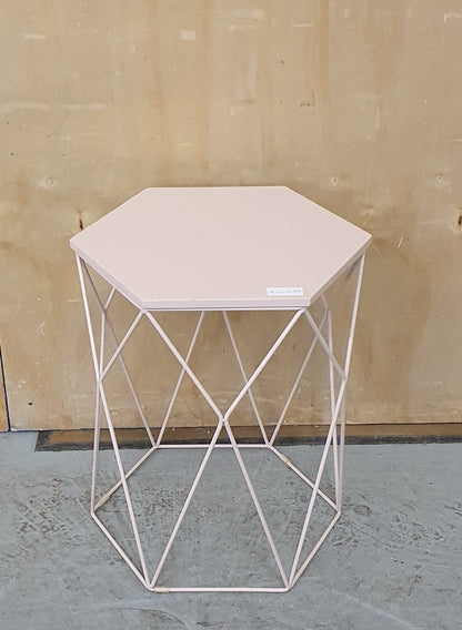 Pastel Pink Metal Hexagon Top Small Coffee Table - EL103135