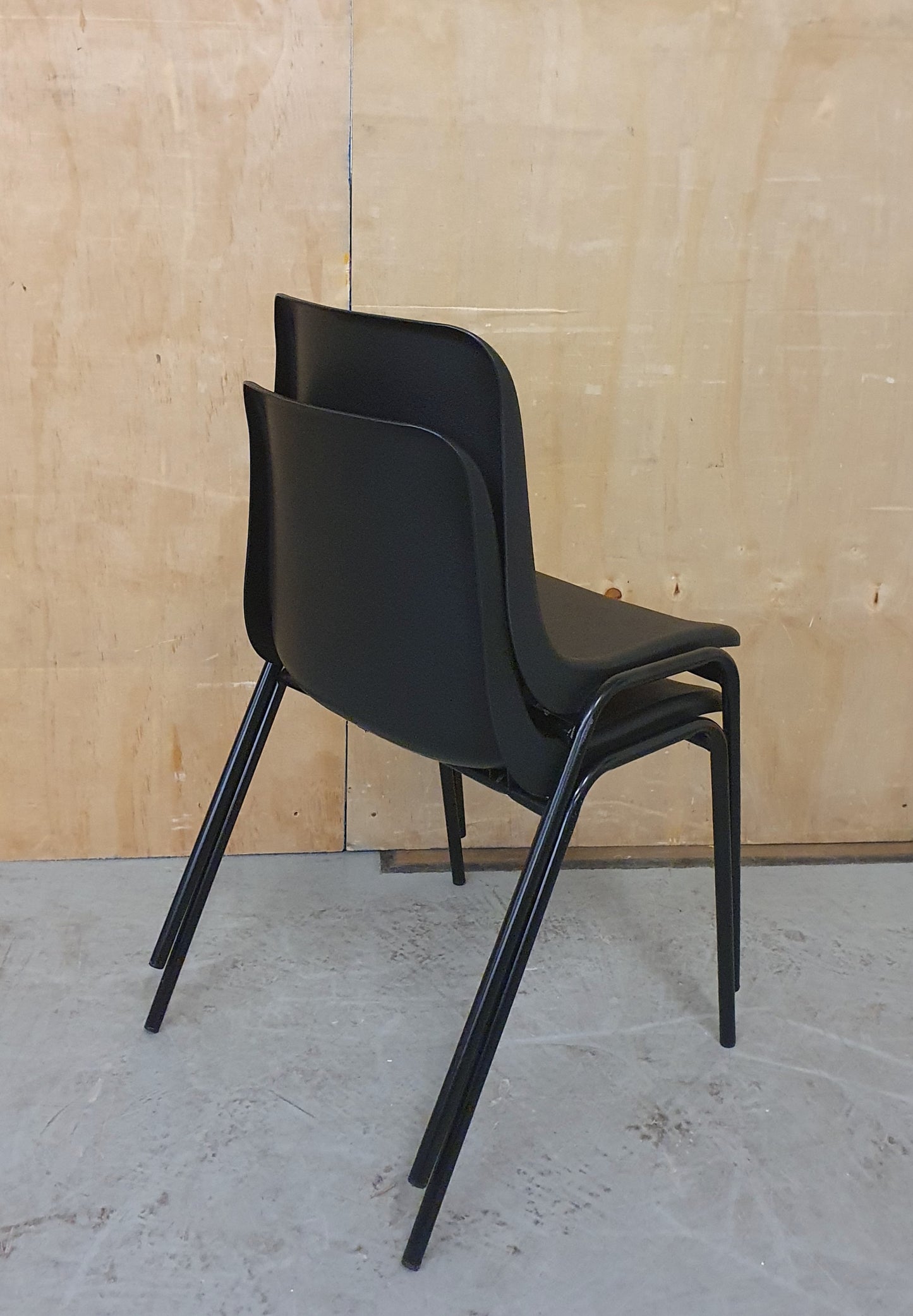 2 Matching Black Stackable Chairs -103114 / 103115