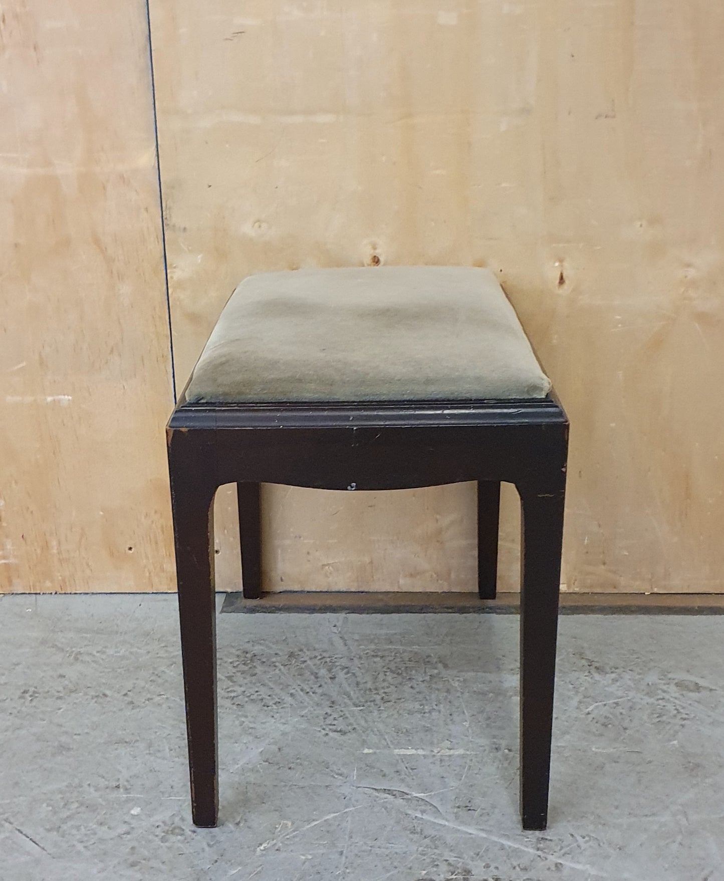 Dark Wood Frame Foot Stool with Olive Green Velvet Seat - EL104399