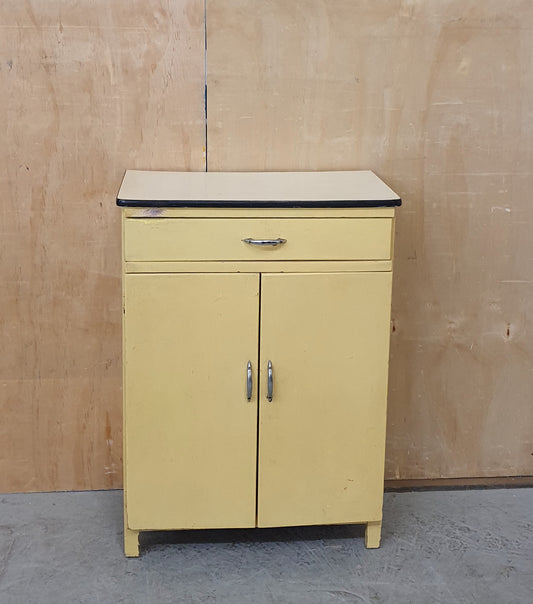 Vintage Small 2 Door 1 Drawer Free Standing Wood Kitchen Cabinet - 104033