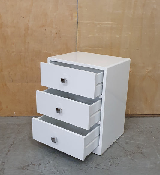 Single White 3 Drawer Bedside Cabinet - 104667