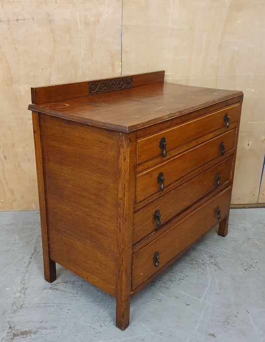 Vintage 4 Drawer Chest of Drawers with Engraved Top Panel - 104810