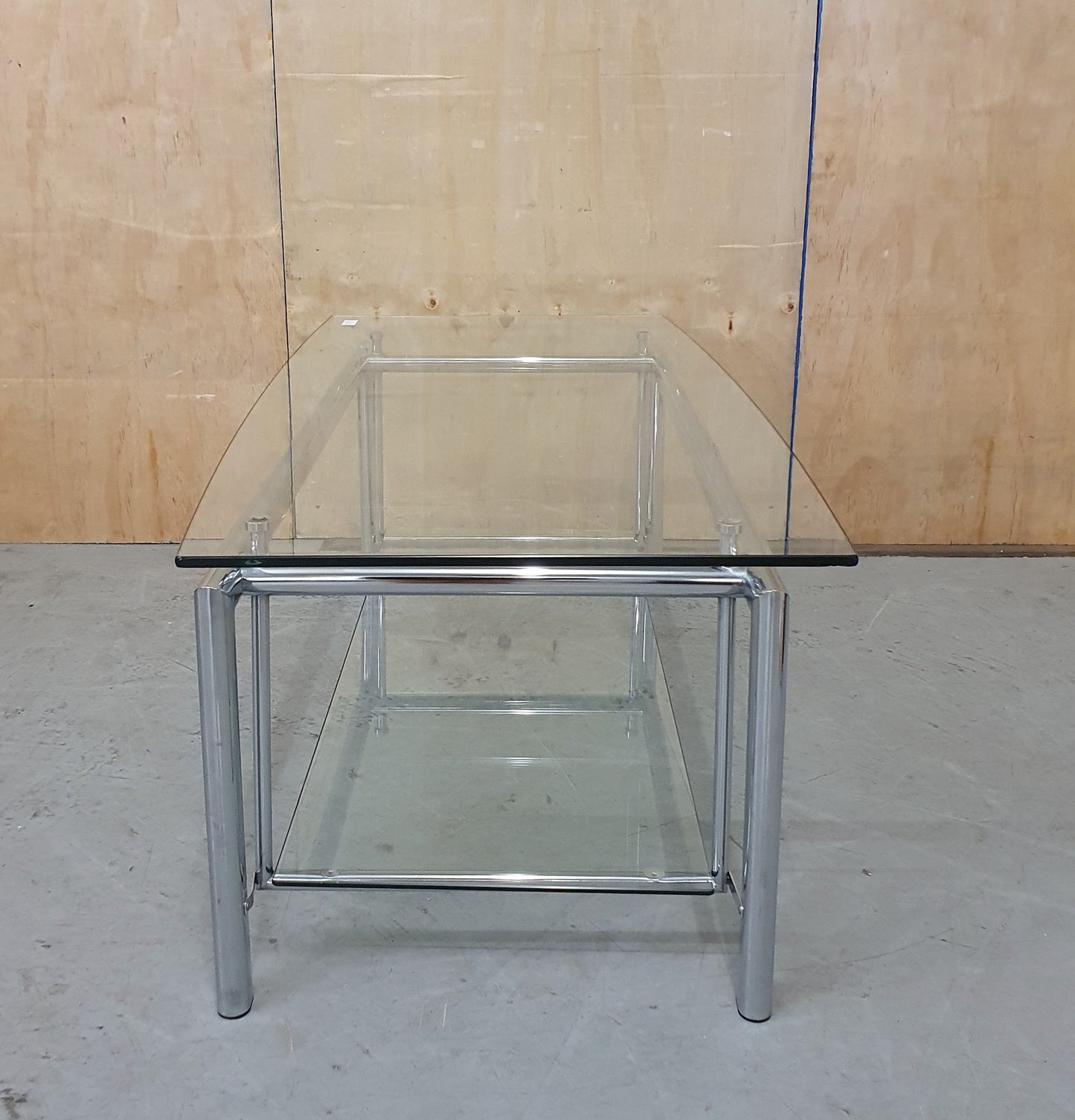 2 Tier Large Glass Top Chrome Frame Coffee Table - 103068