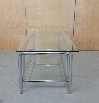 2 Tier Large Glass Top Chrome Frame Coffee Table - 103068