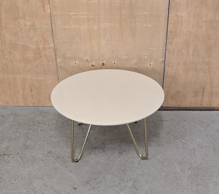 Cream Round Top Coffee Table with Gold Legs - EL104753
