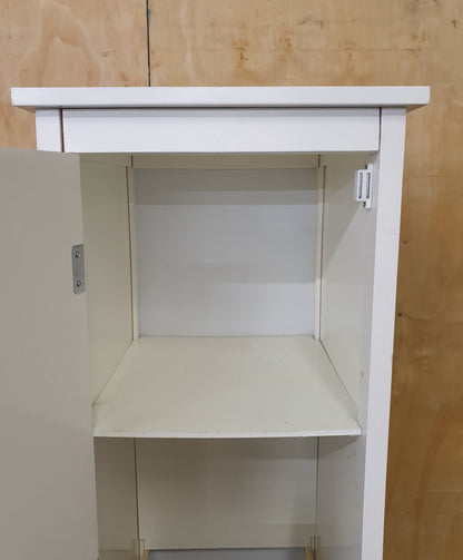 Tall White Wood Cabinet with 2 Doors and 1 Central Drawer - 270925-01