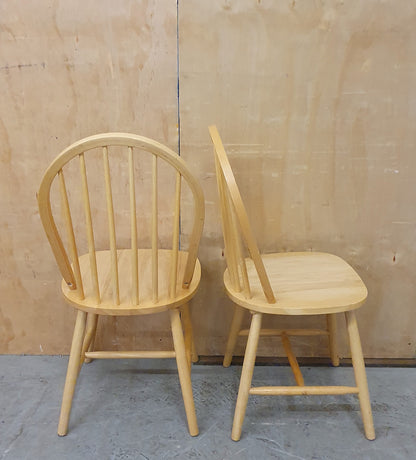 2 Matching Pine Spindle Back Dining Chairs - 104416 / 104417