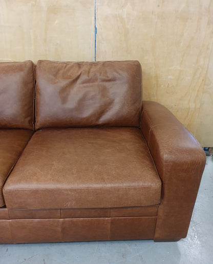 NEXT Brown Soft Leather 2 Seater Sofa Bed - 103909