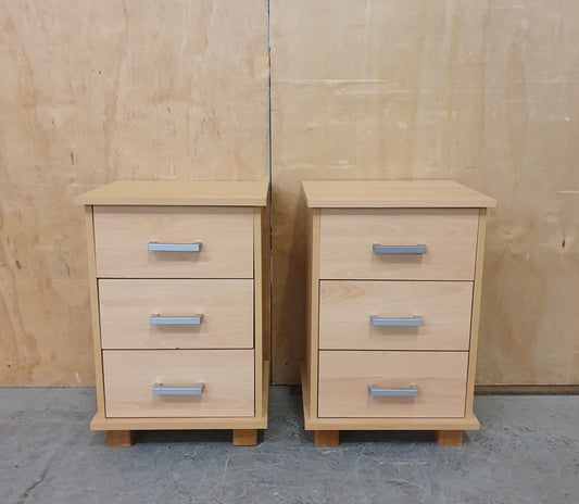 2 Matching 3 Drawer Wood Bedside Cabinets - EL104913 / EL104914