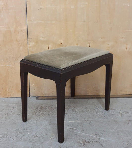 Dark Wood Frame Foot Stool with Olive Green Velvet Seat - EL104399