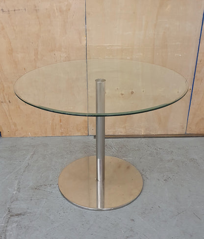 Small Round Glass Top Dining Table with Chrome Base - EL104362