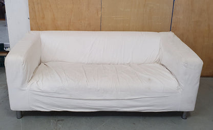 White 2 Seater Sofa with Removable Feet - 160924-01