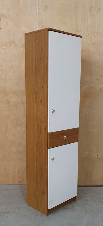 Slim Wood Wardrobe with 2 Doors and Central Drawer - 104598