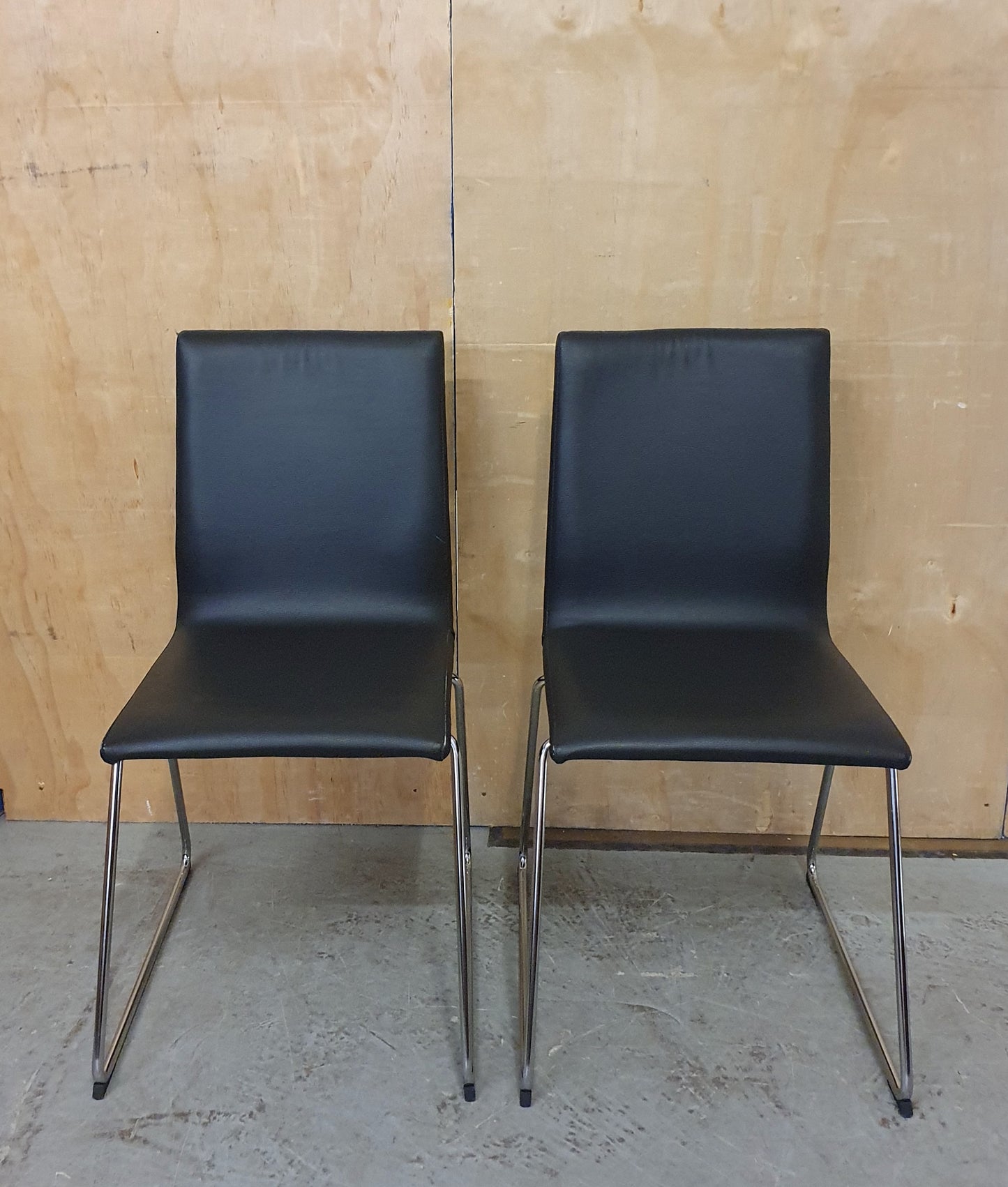 IKEA LILLANAS 2 Matching Black Faux Leather Dining Chairs - 104777 / 104778