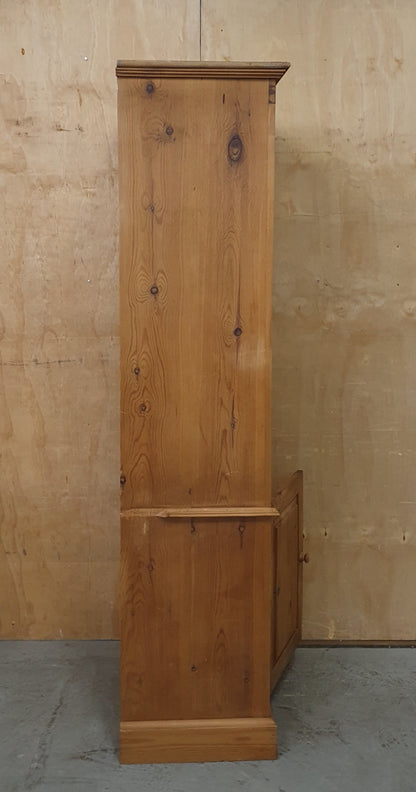 Tall Pine Display Cabinet with 3 Shelves and 1 Bottom Door - 104808