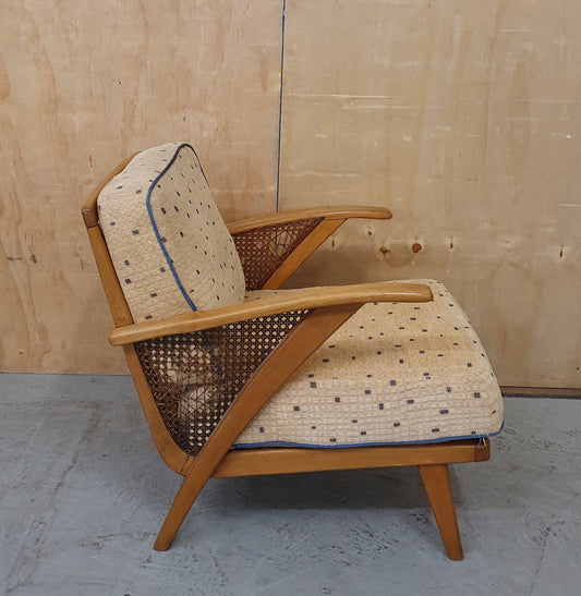 Mid Century Design Low Armchair with Rattan Sides - EL102418