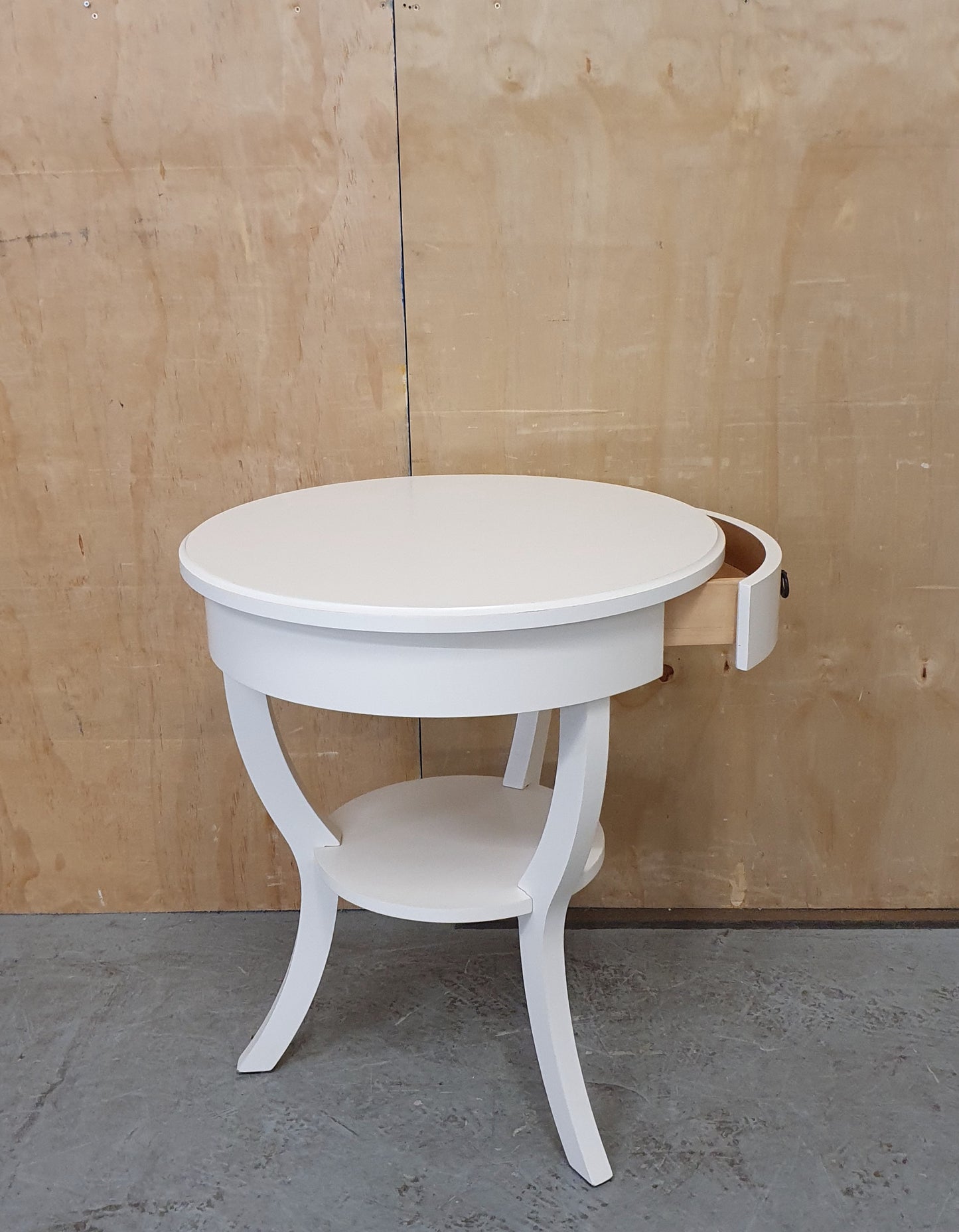 2 Tier Small Round Top 3 Leg Table with Drawer - EL104901