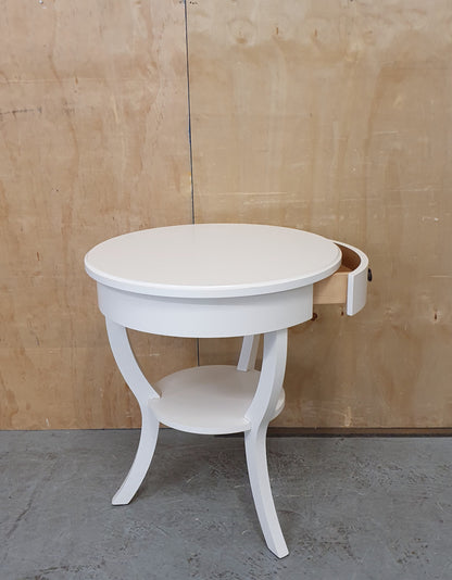 2 Tier Small Round Top 3 Leg Table with Drawer - EL104901