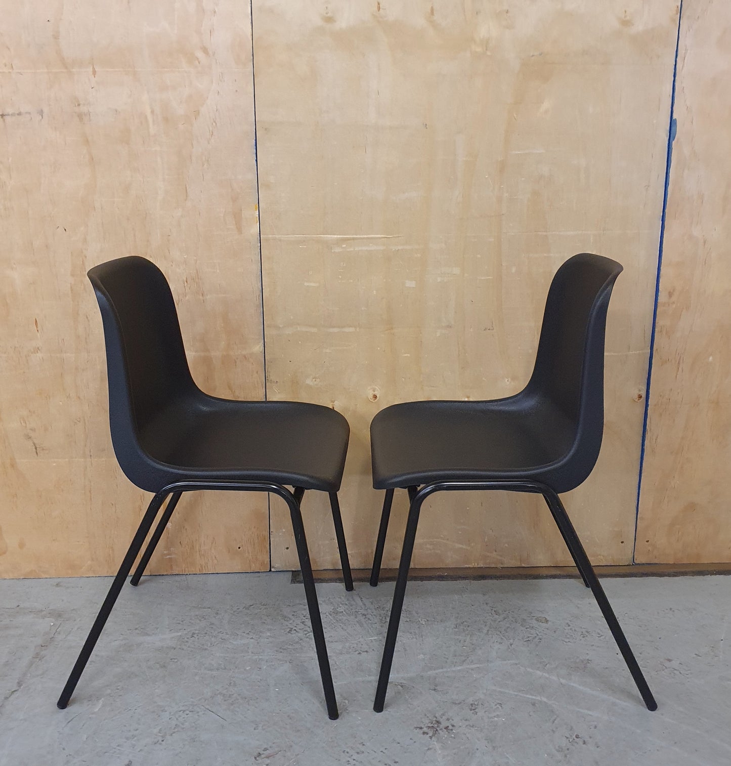 2 Matching Black Stackable Chairs -103114 / 103115