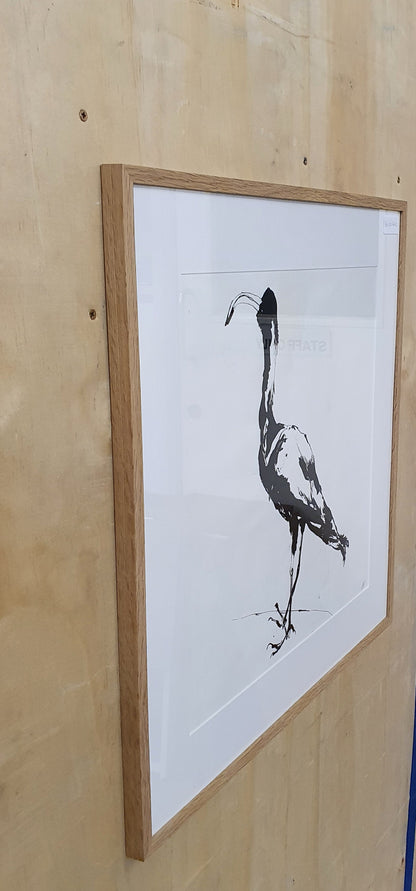 Black Bird Ink Drawing in Wood Frame - EL101642