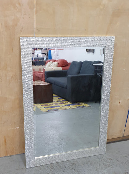 Silver Reflective Mozaic Tiled Frame Large Mirror - EL102811