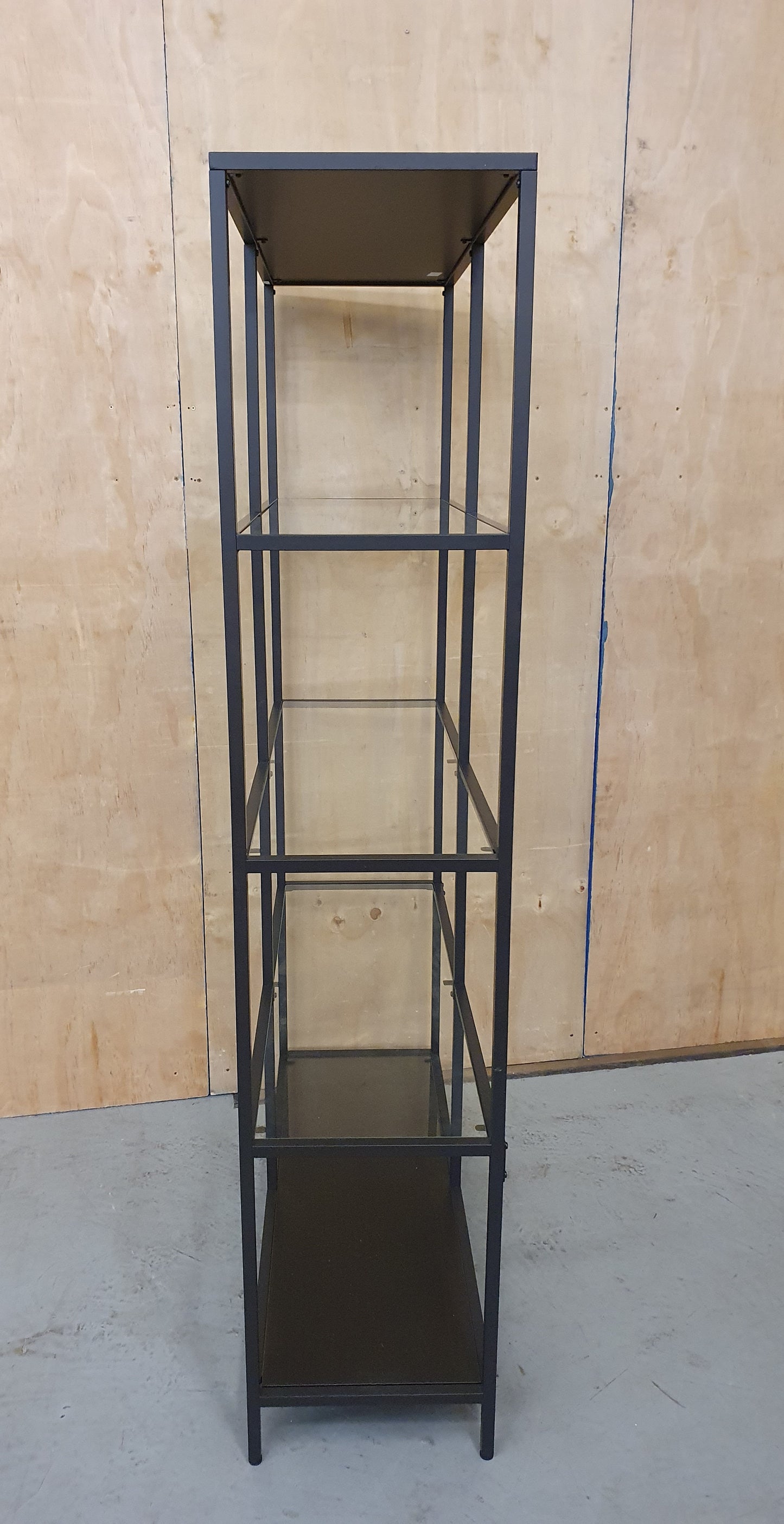 Black Metal Framed Glass Shelving Unit - 102335