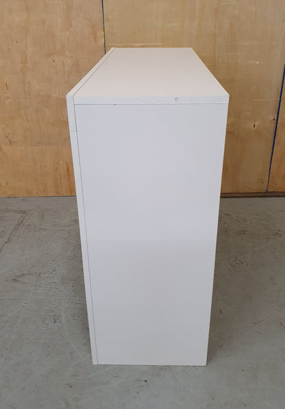 White Wooden Cabinet with 2 Tempered Glass Shelves on Left and Right Side - EL102885