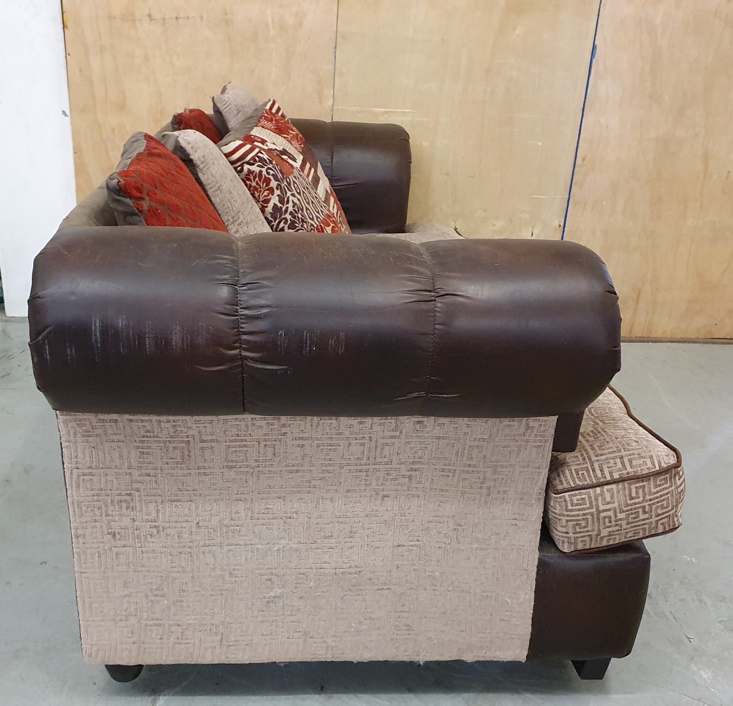 Brown 2 Seater Sofa with Cushioned Seat Back - 191024-01